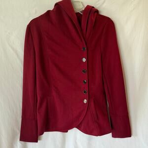 New! Women's  Market & Spruce Thebes Knit Red Jacket Size M Hooded Tailored Fit